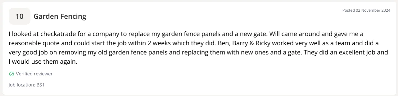 Bristol fencing checkatrade review 3