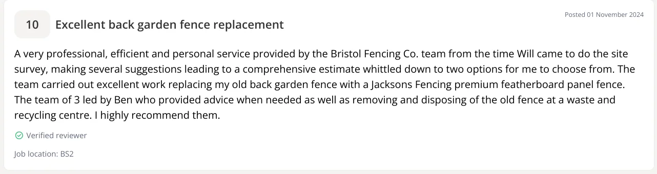 Bristol fencing checkatrade review 4