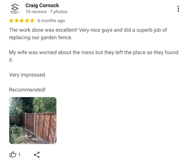 Bristol fencing google review 1