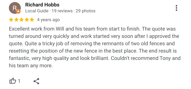 Bristol fencing google review 5