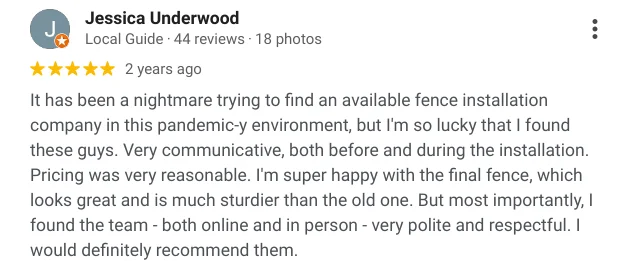 Bristol fencing google review 8